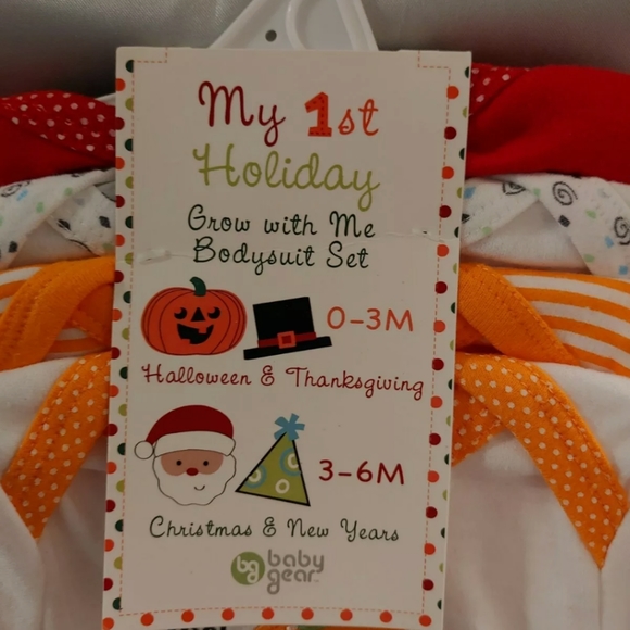 Baby Gear My First Holiday Grow With Me Embroidery Bodysuit Set 3-6 M 6-9 M - Picture 3 of 8